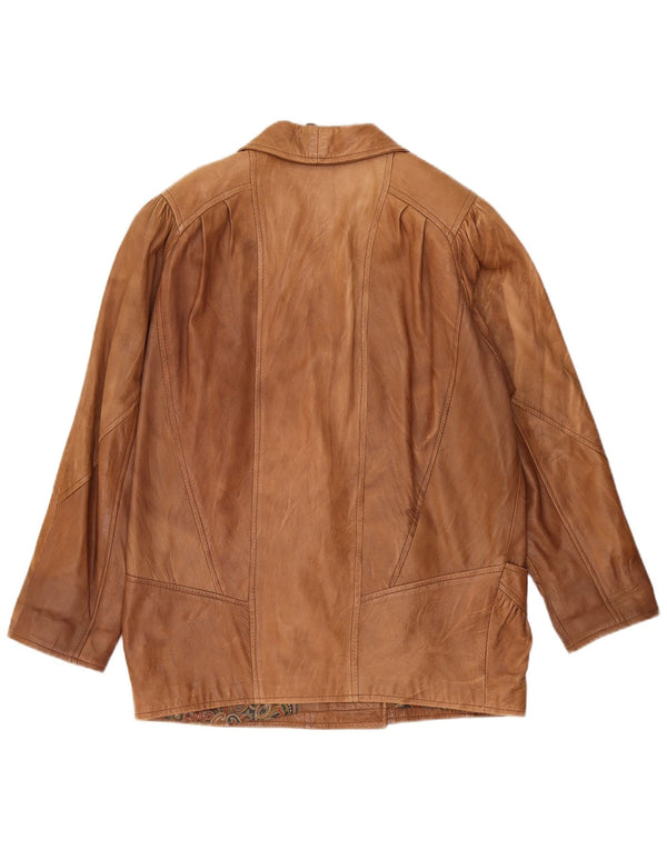 Vintage Γυναικείο Oversized Δερμάτινο Μπουφάν UK 10 Small Beige