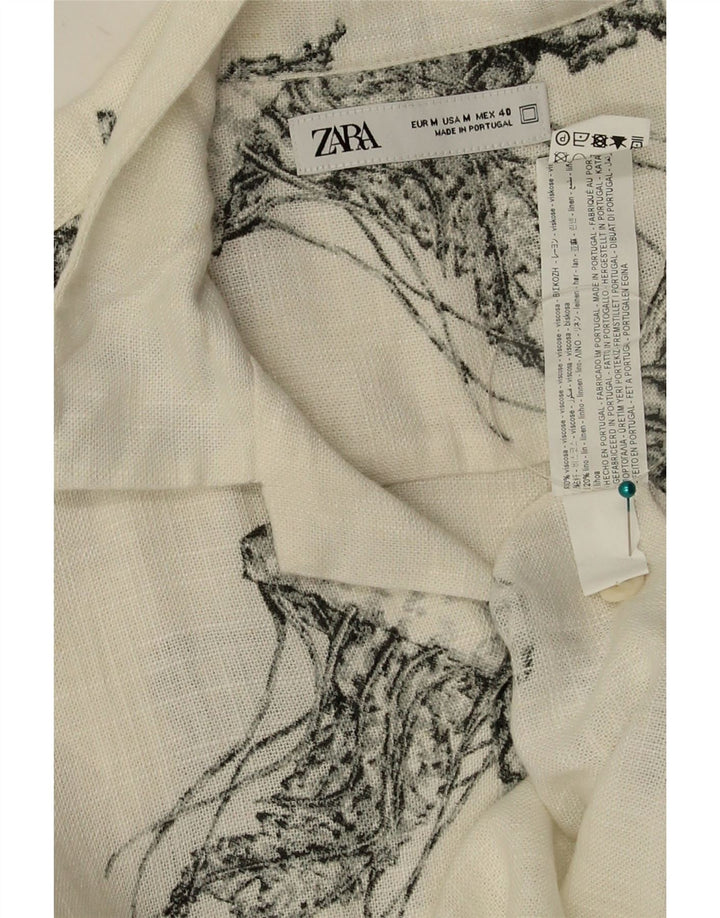 Ανδρικό πουκάμισο Zara με κοντό μανίκι, μεσαία λευκή βισκόζη