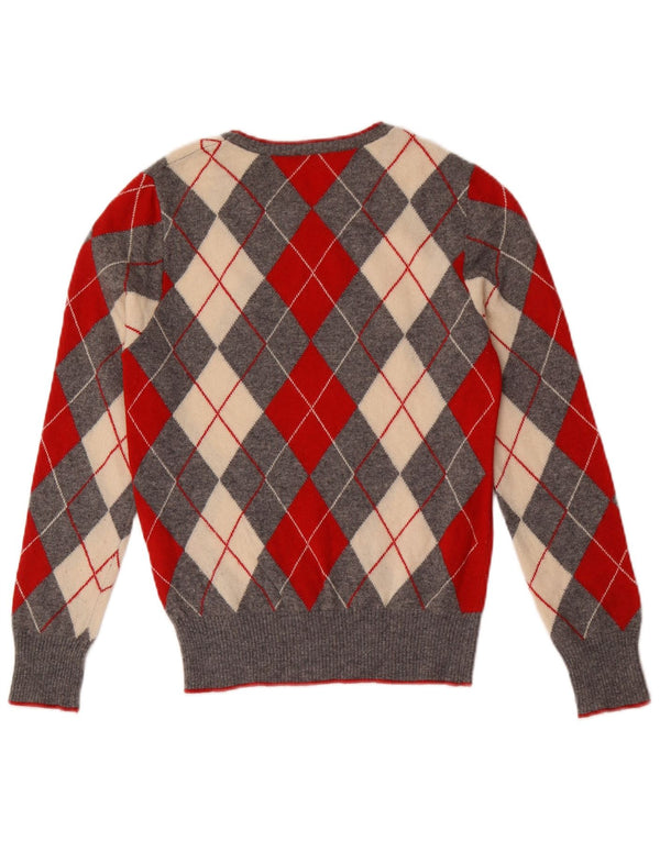 Γυναικείο πουλόβερ Benetton Boat Neck Jumper UK 10 Small Grey Argyle/Diamond