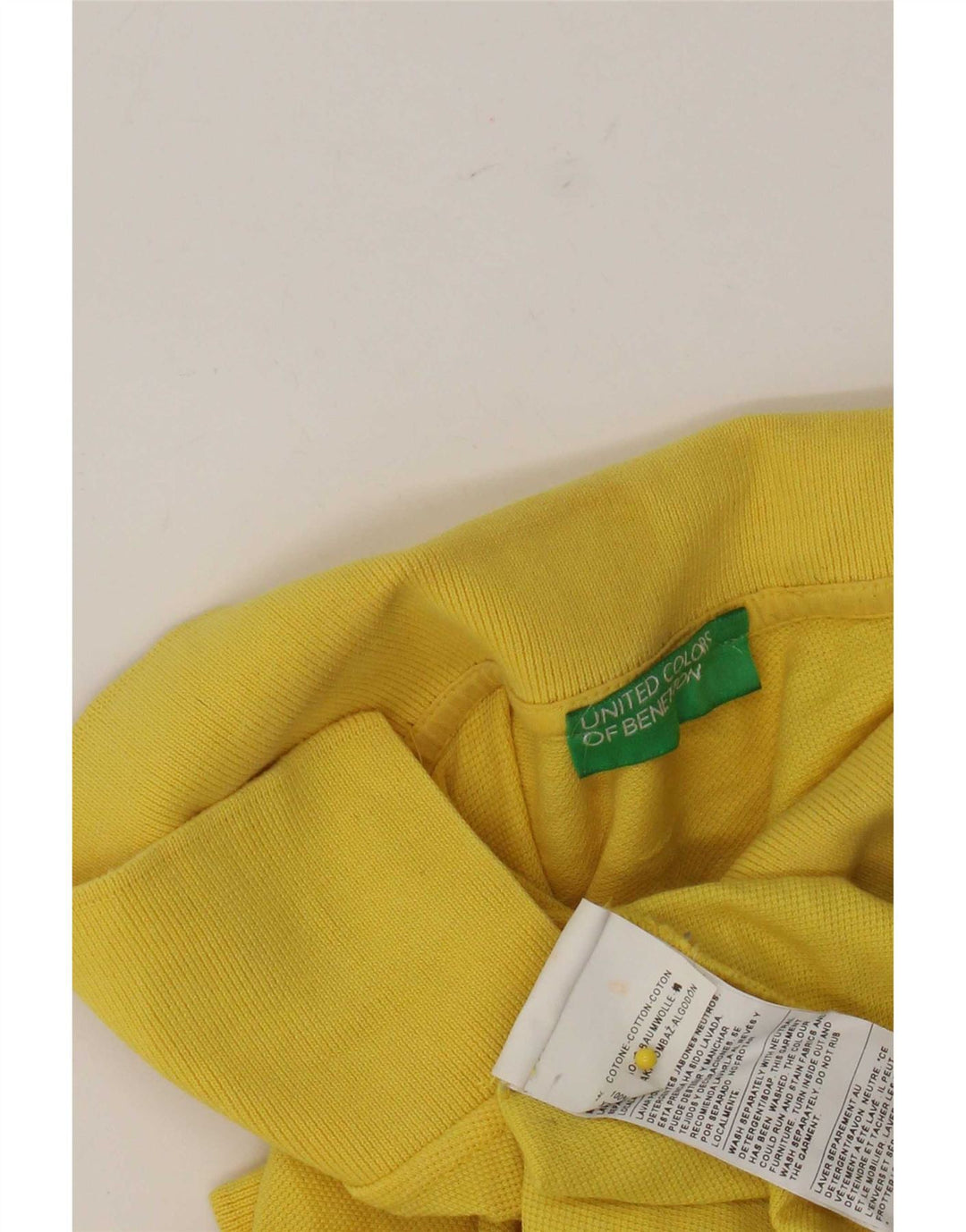 Ανδρικό μπλουζάκι πόλο Benetton XL κίτρινο βαμβακερό