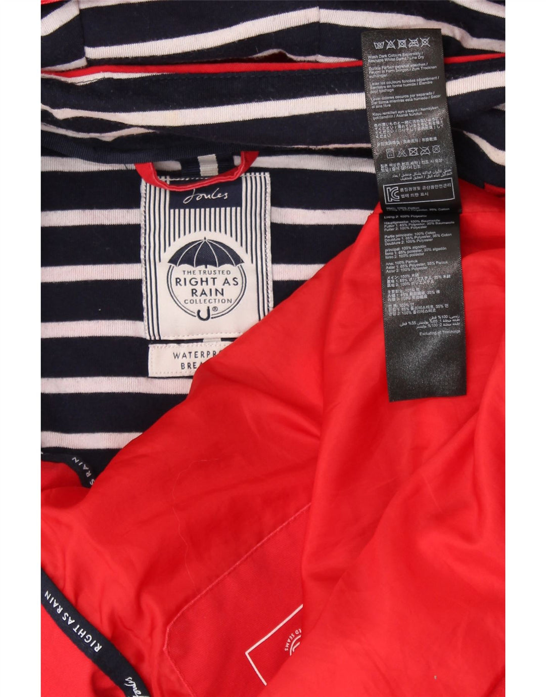 JOULES Γυναικείο Αδιάβροχο με κουκούλα UK 16 μεγάλο κόκκινο βαμβακερό