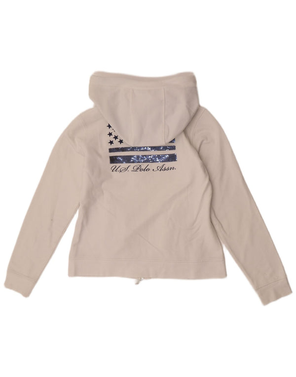 Πόλο Ασν. Γυναικείο πουλόβερ με κουκούλα με φερμουάρ UK 10 μικρό λευκό βαμβακερό