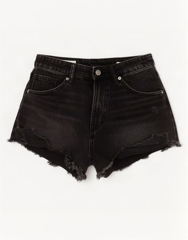 Zara γυναικείο ψηλόμεσο τζιν σορτς EU 36 XS W26 γκρι βαμβακερό