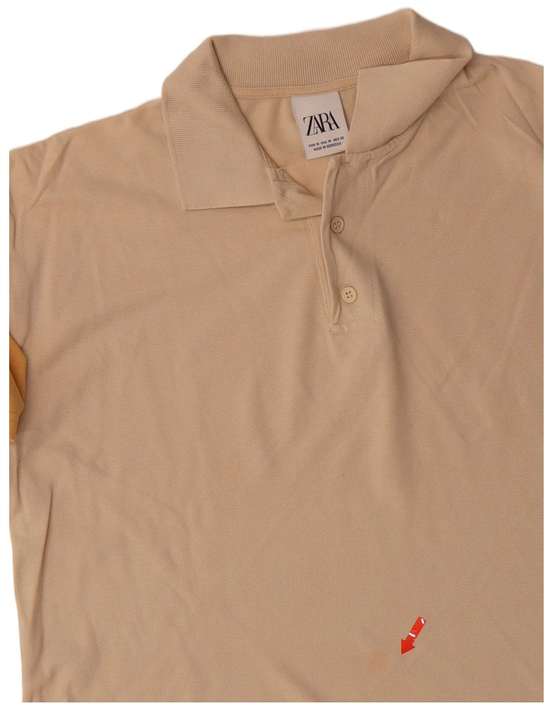 ZARA Mens Polo Shirt Medium Beige Colourblock Cotton