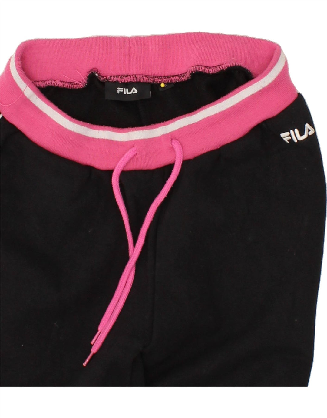 FILA Womens Graphic Tracksuit Trousers UK 8 Small Black Vintage Fila and Second-Hand Fila from Messina Hembry 