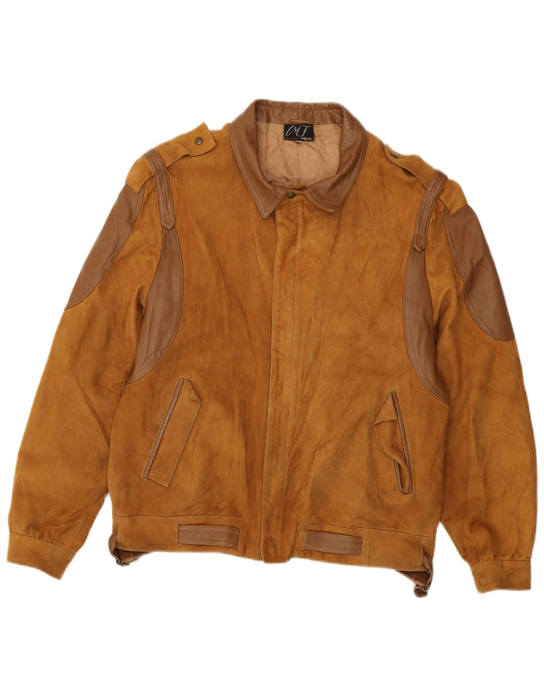 VINTAGE Ανδρικό στρατιωτικό σουέντ μπουφάν Bomber IT 50 Large Brown Colourblock