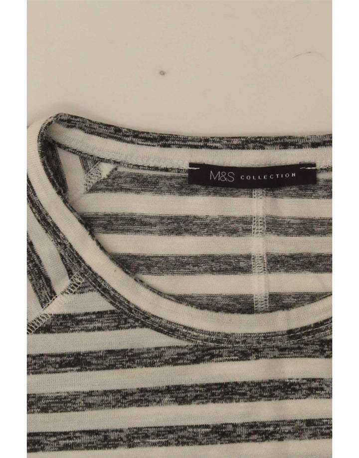 Marks & Spencer Γυναικεία τοπ 3/4 μανίκια UK 16 μεγάλα λευκά ριγέ