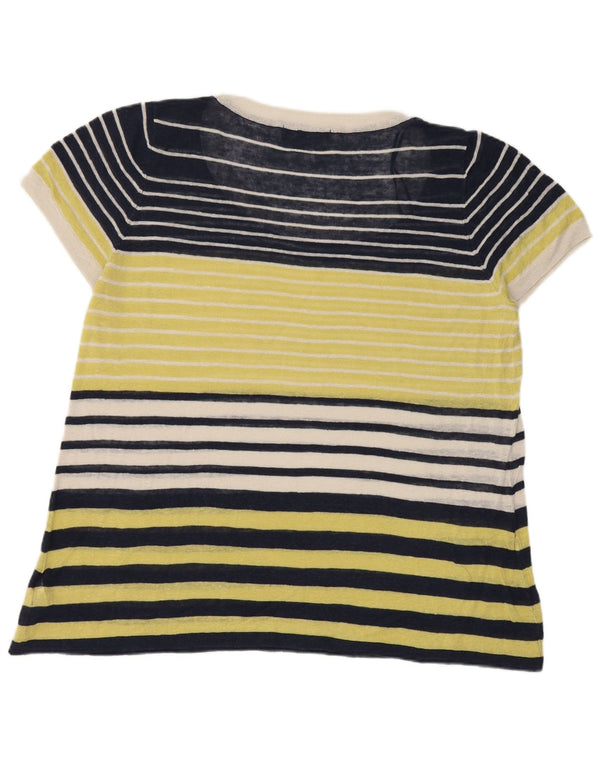 Marks & Spencer Γυναικείο T-Shirt Top UK 20 2XL Navy Blue ριγέ λινά