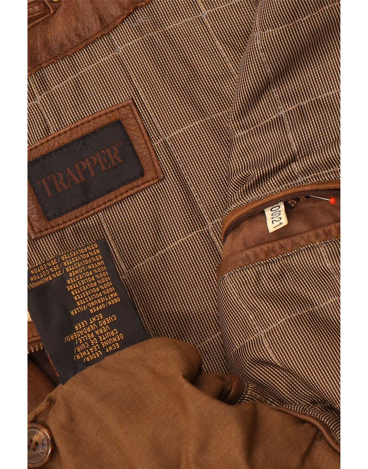 Trapper Ανδρικό Δερμάτινο Μπουφάν UK 50 5XL Καφέ