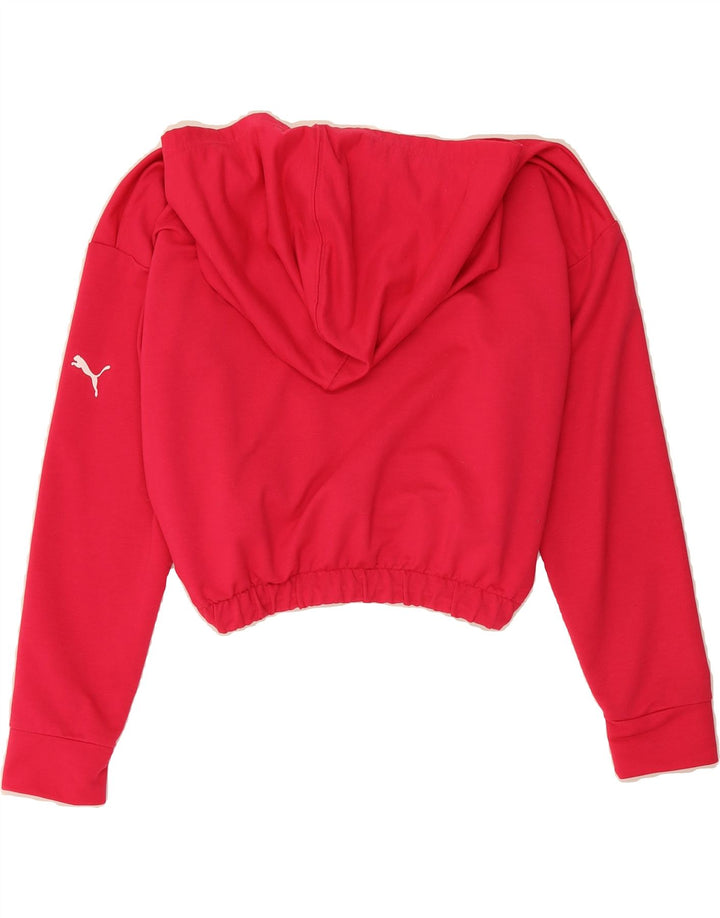 PUMA Womens Graphic Crop Hoodie Jumper UK 14 Medium Pink Polyester Vintage Puma and Second-Hand Puma from Messina Hembry 