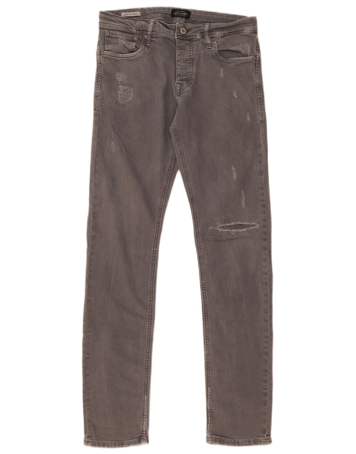 Ανδρικά Jack & Jones GLENN Distressed Slim Jeans W31 L32 Grey Cotton