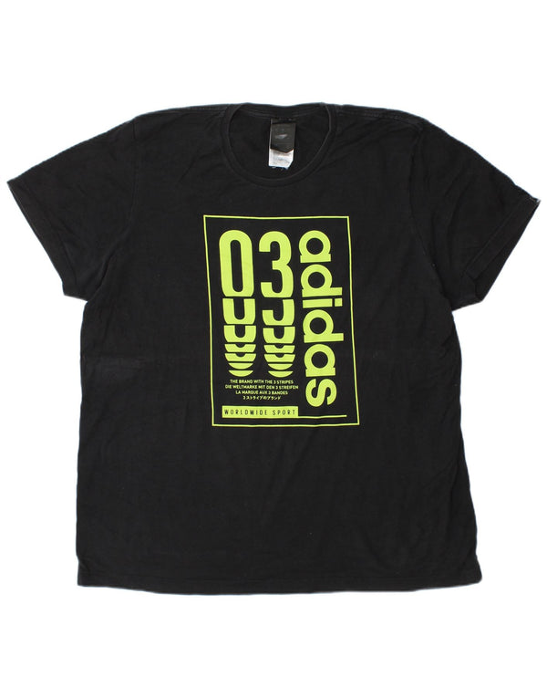 Ανδρικό γραφικό T-Shirt Adidas Top μεγάλο μαύρο βαμβακερό