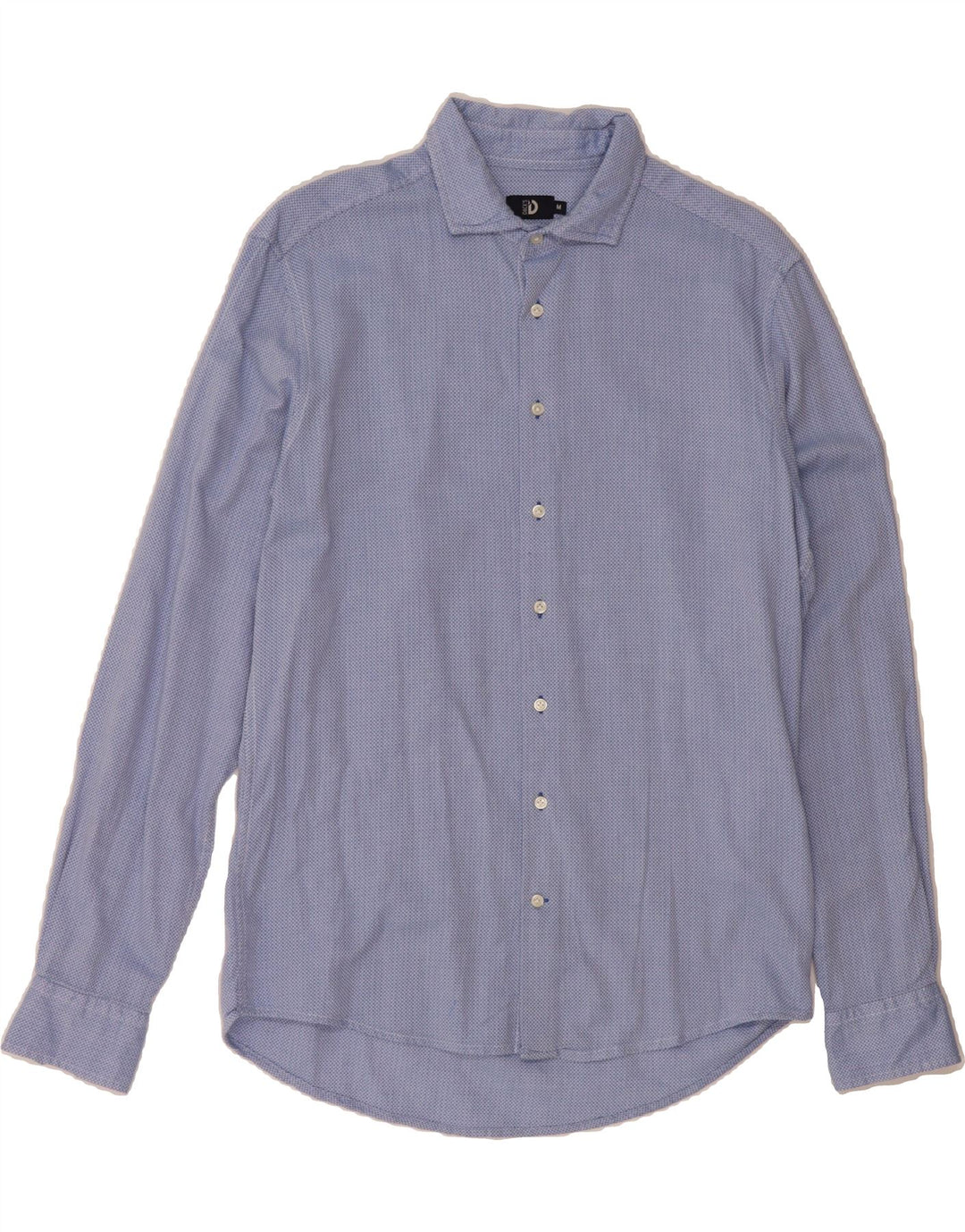 DACK'S Mens Abstract Pattern Slim Fit Flannel Shirt Medium Blue Cotton Vintage Dack's and Second-Hand Dack's from Messina Hembry 