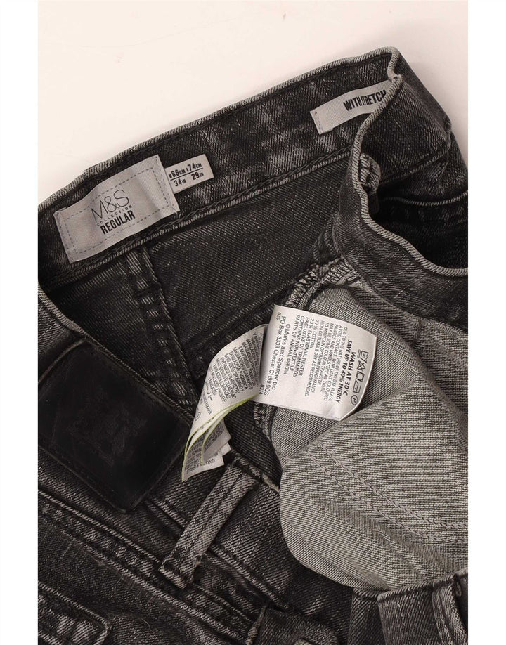 Marks & Spencer Ανδρικό τζιν με κανονική εφαρμογή ίσιο W34 L29 Γκρι βαμβακερό