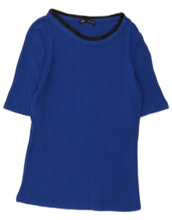 Zara Γυναικείο T-Shirt Top UK 12 Medium Blue