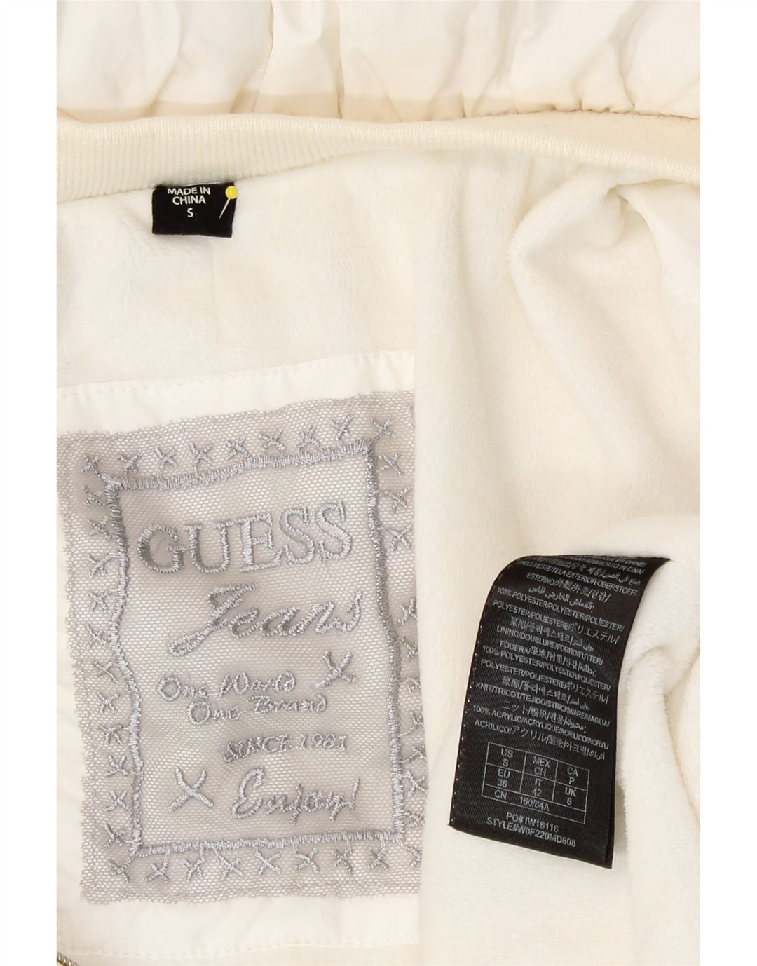 Guess Γυναικείο Μπουφάν με επένδυση UK 6 XS Λευκός Πολυεστέρας