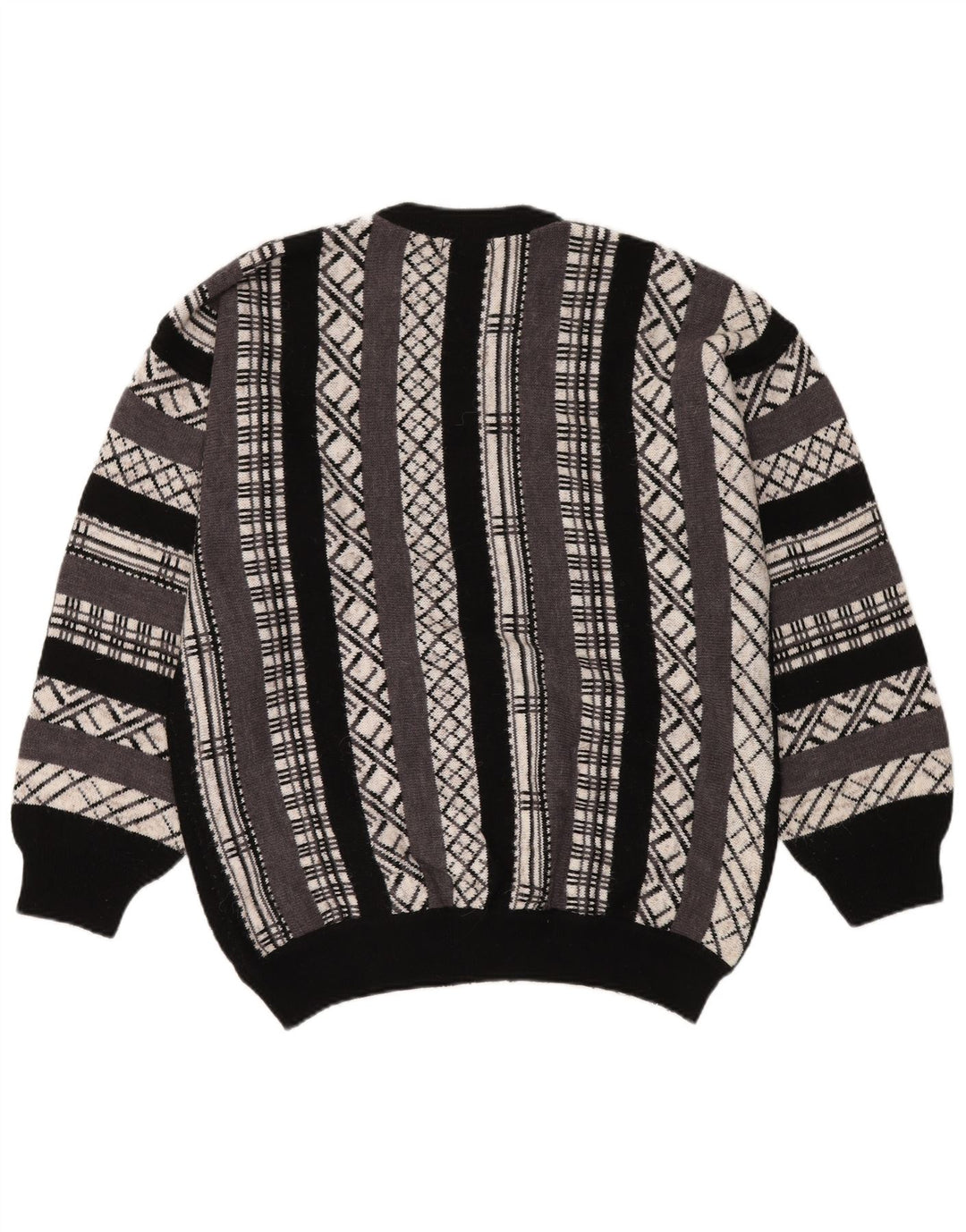 TOM TINO Ανδρικό πουλόβερ με λαιμόκοψη IT 58 3XL Γκρι γεωμετρικό ακρυλικό