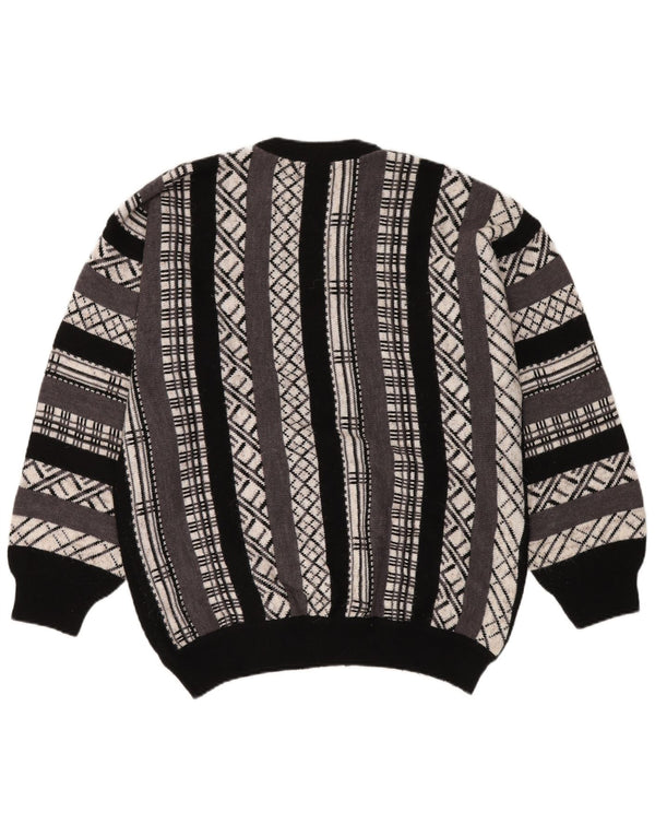 TOM TINO Ανδρικό πουλόβερ με λαιμόκοψη IT 58 3XL Γκρι γεωμετρικό ακρυλικό