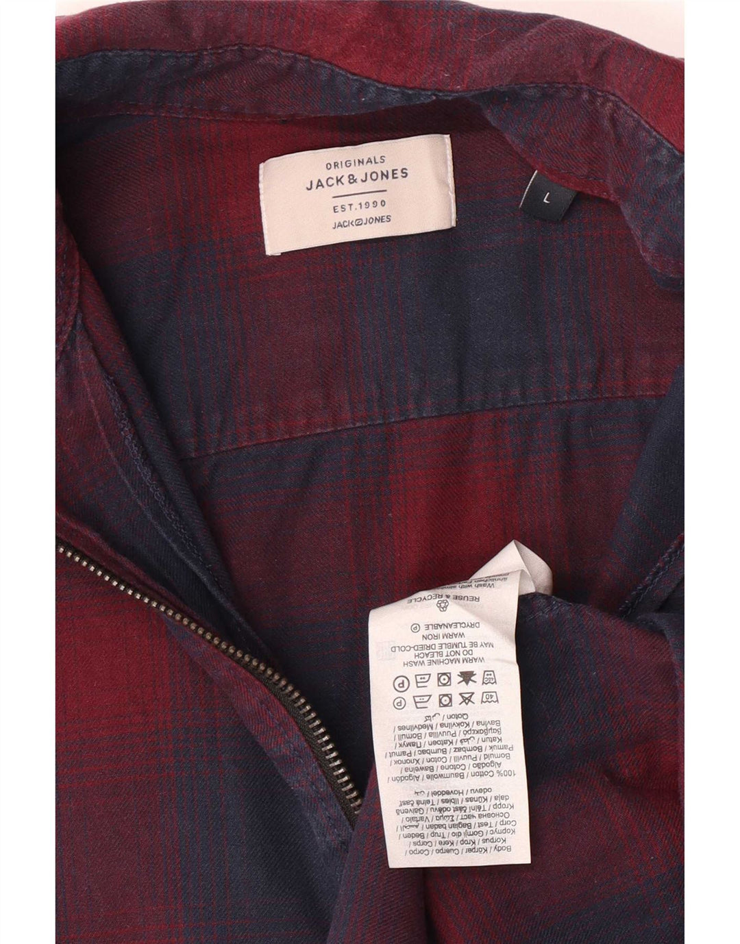 Jack & Jones Ανδρικό φανελένιο πουκάμισο μεγάλο navy μπλε καρό βαμβακερό