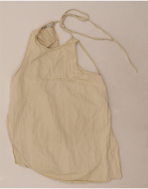 Zara Womens Halter Top 10 Small Off White Viscose