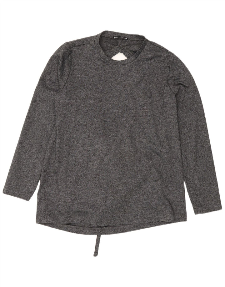 Zara Γυναικεία Μακρυμάνικη Μπλούζα Oversized Μπλούζα UK 10 Small Grey