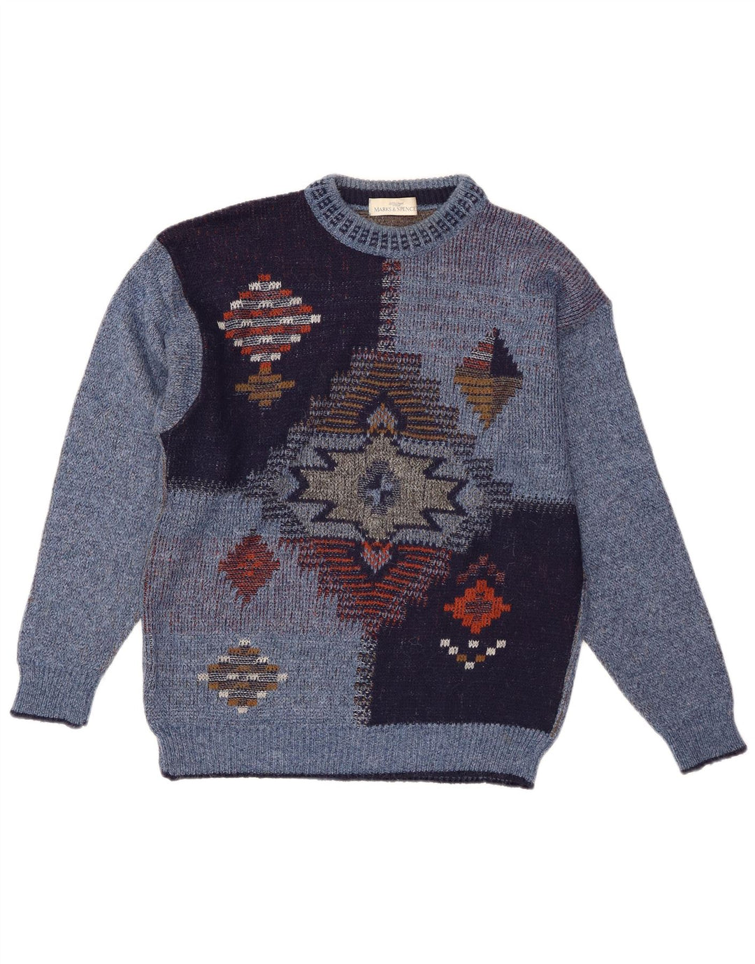 Ανδρικό πουλόβερ St Michael Crew Neck Jumper Μικρό Μπλε Γεωμετρικό Ακρυλικό