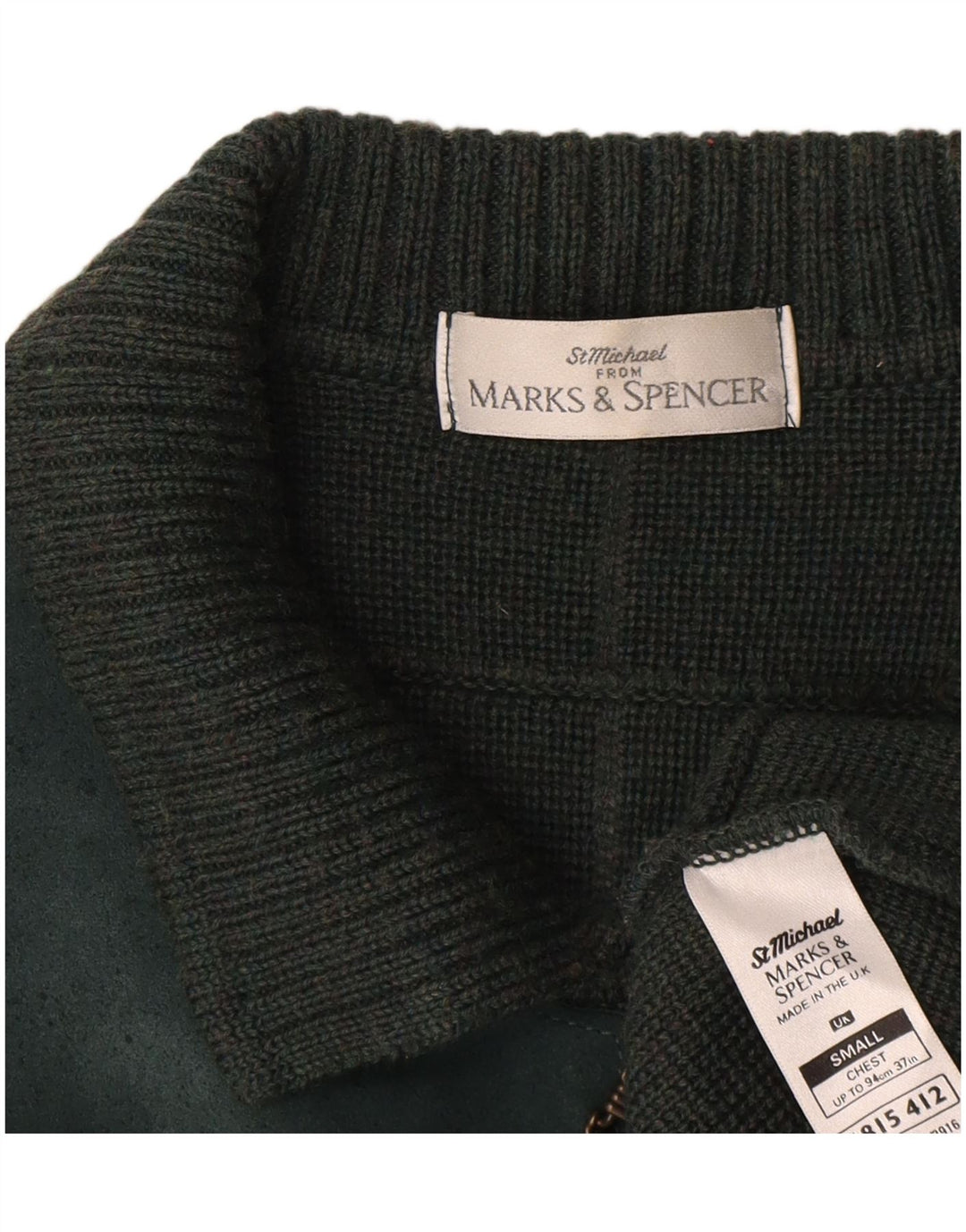 Marks & Spencer Ανδρικό πουλόβερ St. Michael Cardigan Μικρό πράσινο μαλλί