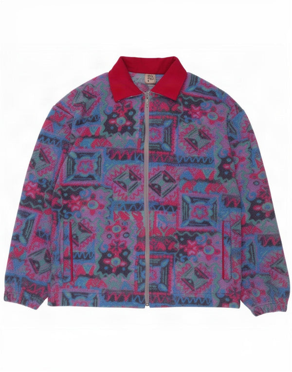 Vintage γυναικείο υπερμεγέθη Fleece Jacket UK 10 Μικρά πολύχρωμα γεωμετρικά