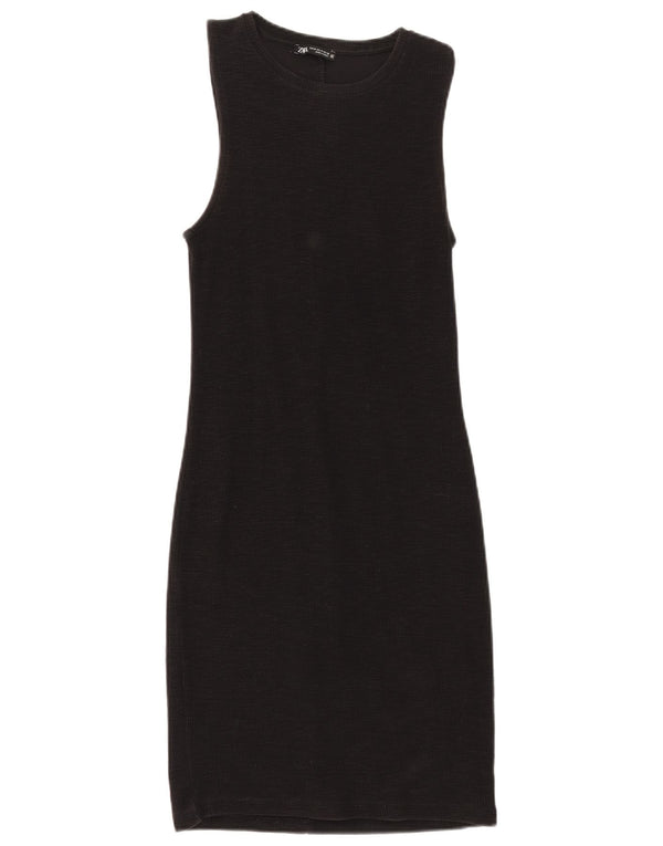 Zara Γυναικείο Αμάνικο Φόρεμα UK 12 Medium Μαύρο
