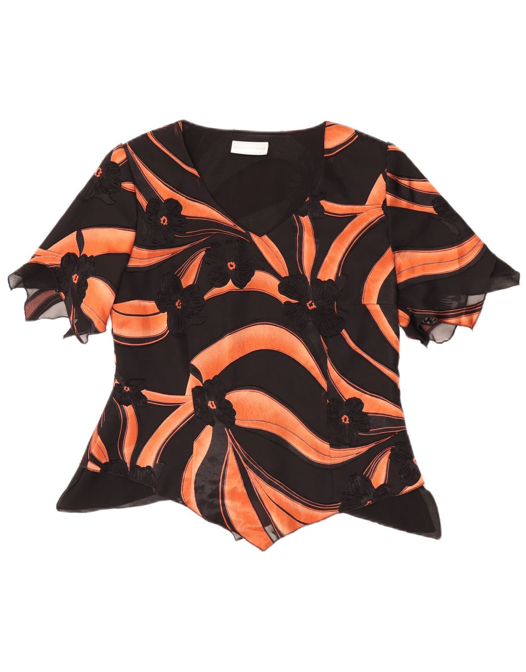 Hermann Lange Γυναικεία ασύμμετρη μπλούζα Top EU 38 Medium Black Floral Rayon