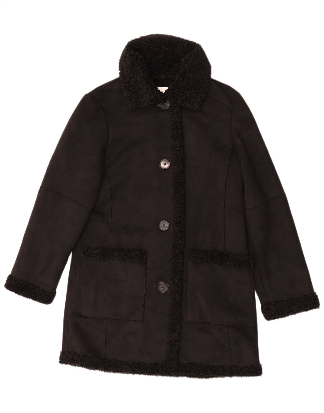 Zara Γυναικείο παλτό Sherpa UK 10 Small Black