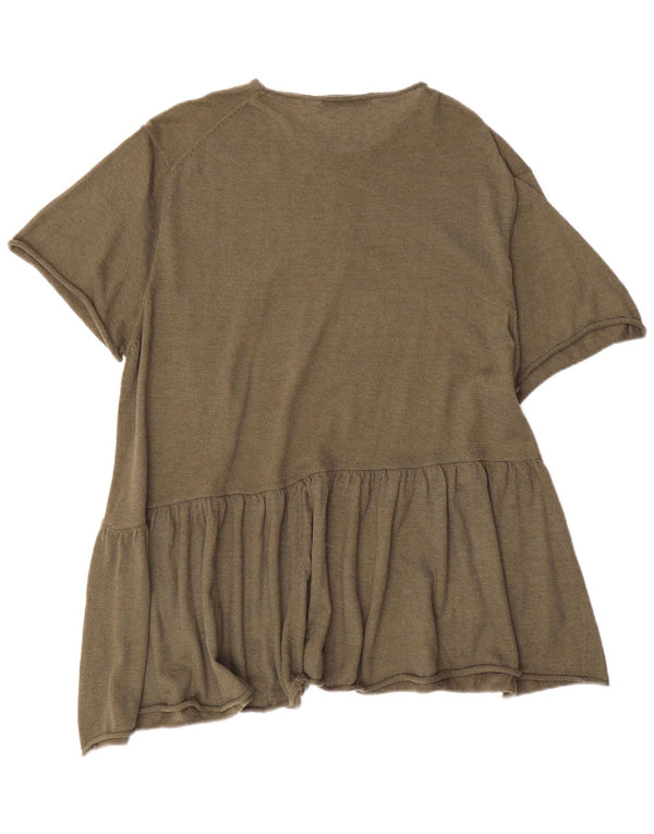 ZARA Womens Oversized Short Sleeves Jumper Dress UK 14 Medium Khaki