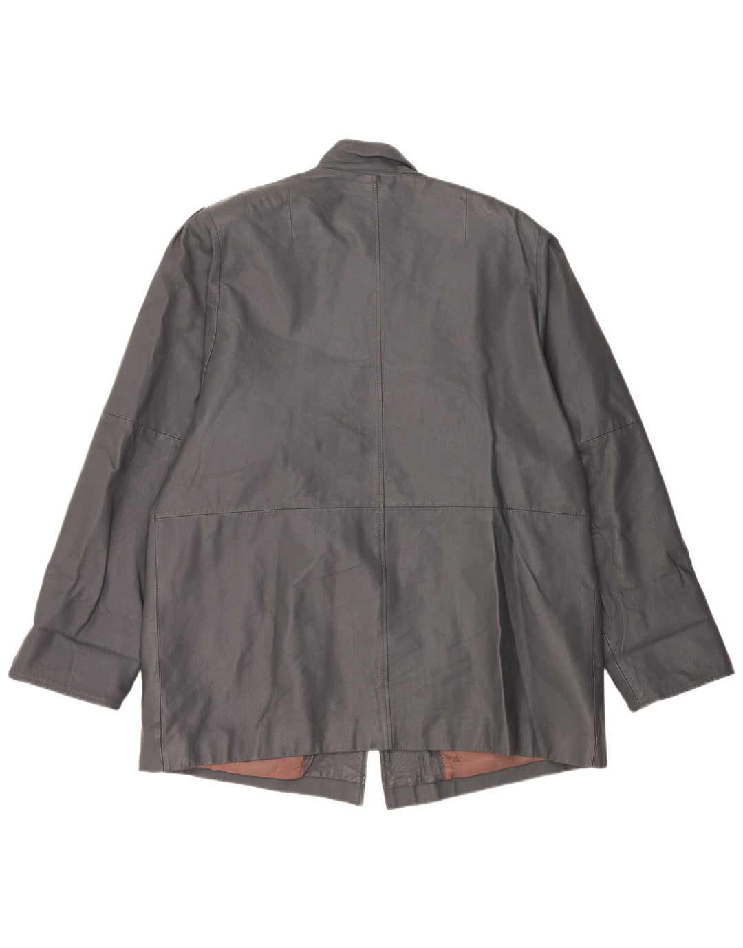 Vintage Γυναικείο Υπερμεγέθη Δερμάτινο Παλτό UK 18 XL Γκρι Δερμάτινο