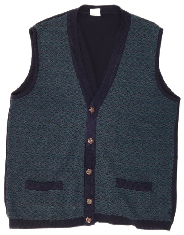 Ανδρική ζακέτα Bernardini Αμάνικη Ζακέτα IT 52 Large Navy Blue Geometric