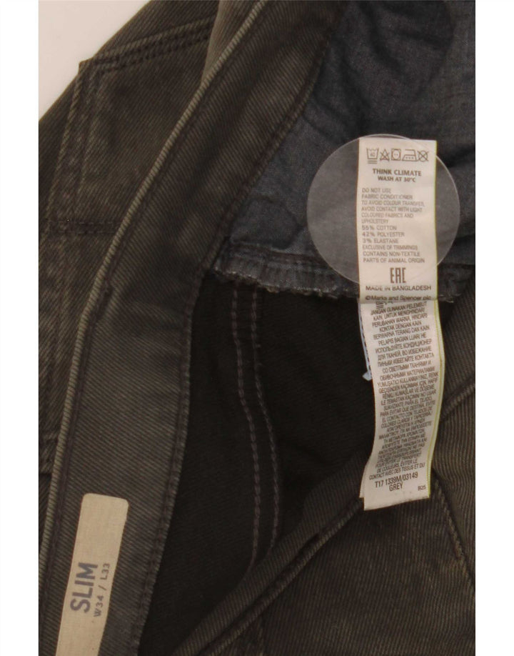 Marks & Spencer Ανδρικό Slim Jeans W34 L33 Γκρι βαμβακερό