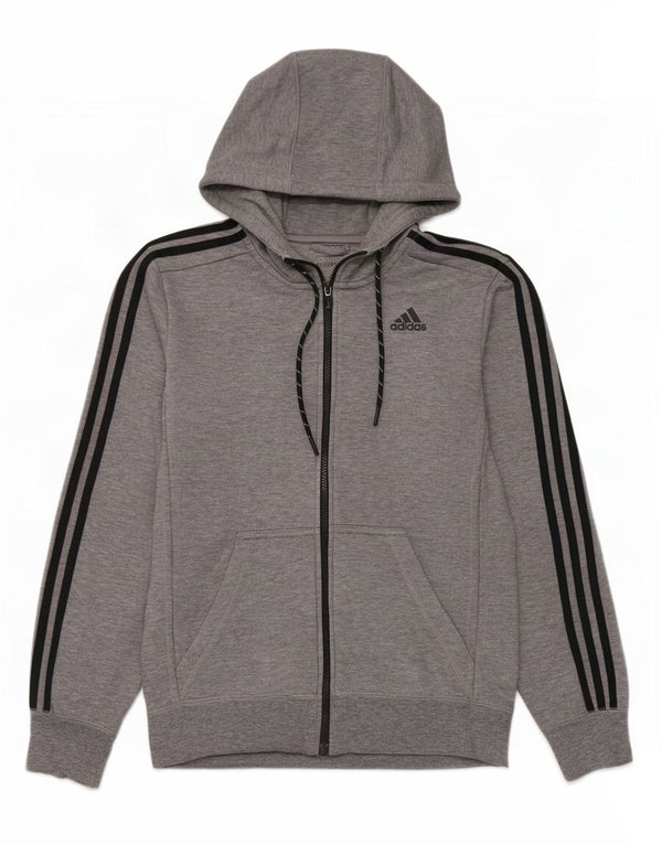 Ανδρικό πουλόβερ με κουκούλα με φερμουάρ Adidas Climalite Μικρό γκρι πολυεστέρα