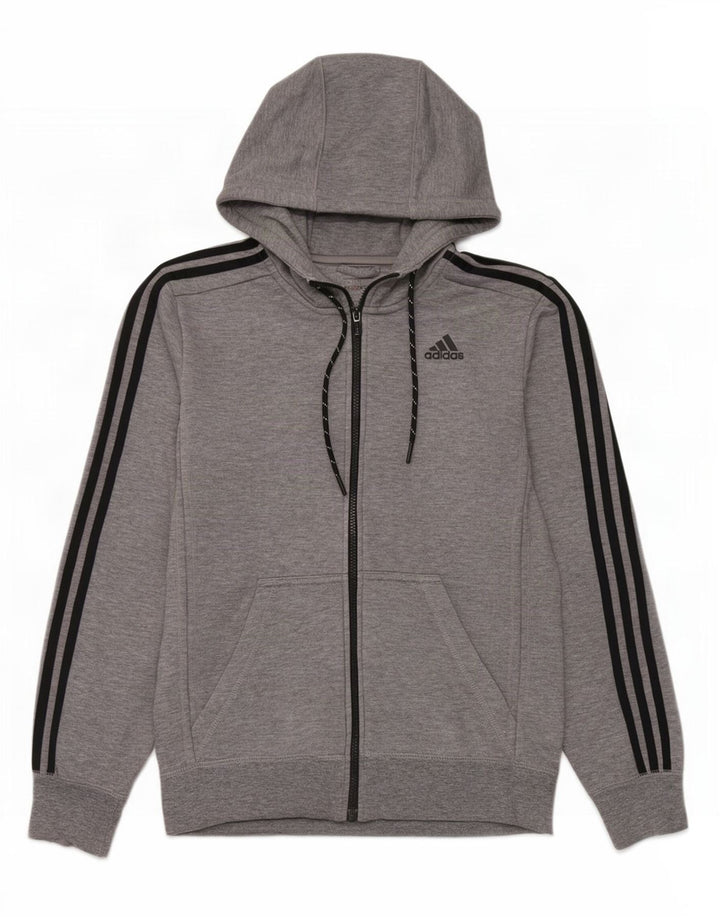 Ανδρικό πουλόβερ με κουκούλα με φερμουάρ Adidas Climalite Μικρό γκρι πολυεστέρα