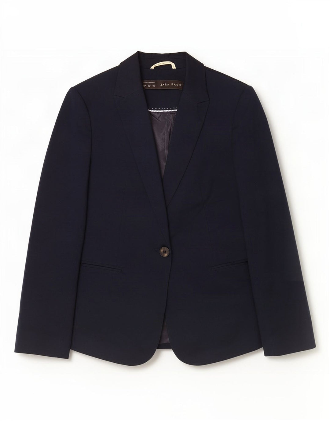 Zara Γυναικείο σακάκι 1 κουμπιού UK 6 XS Navy Blue Cotton