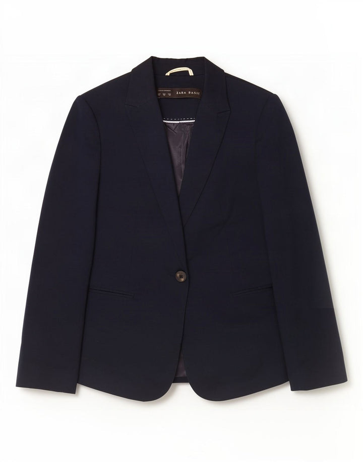 Zara Γυναικείο σακάκι 1 κουμπιού UK 6 XS Navy Blue Cotton