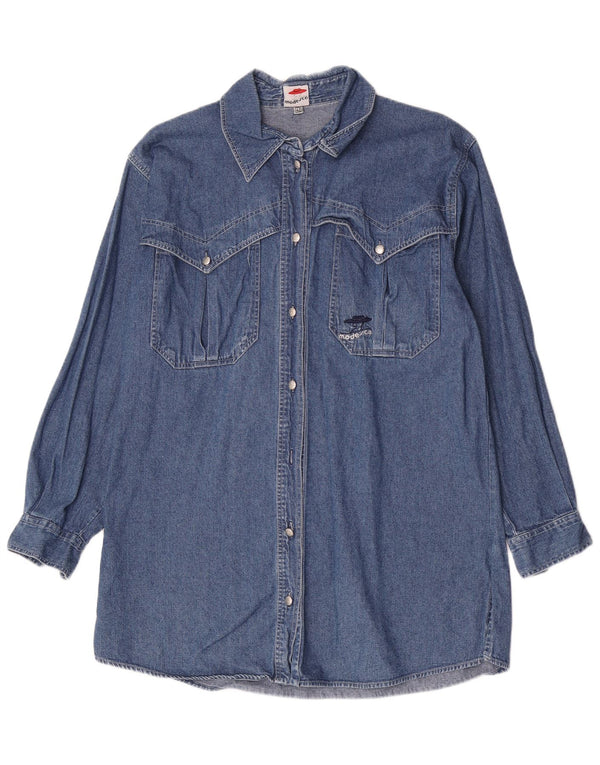 Vintage Γυναικείο Longline Τζιν Μπλουζάκι EU 40 Medium Blue Cotton