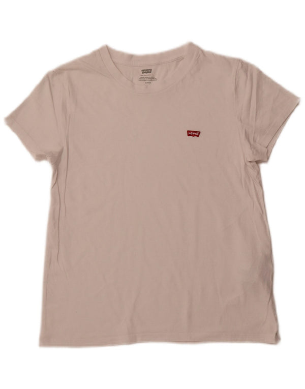 LEVI'S Γυναικείο T-Shirt Top UK 10 Small White Βαμβακερό
