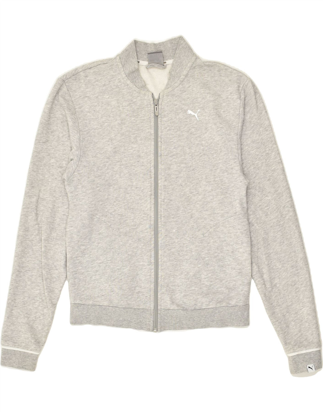 PUMA Womens Graphic Tracksuit Top Jacket UK 8 Small Grey Cotton | Vintage Puma | Thrift | Second-Hand Puma | Used Clothing | Messina Hembry 