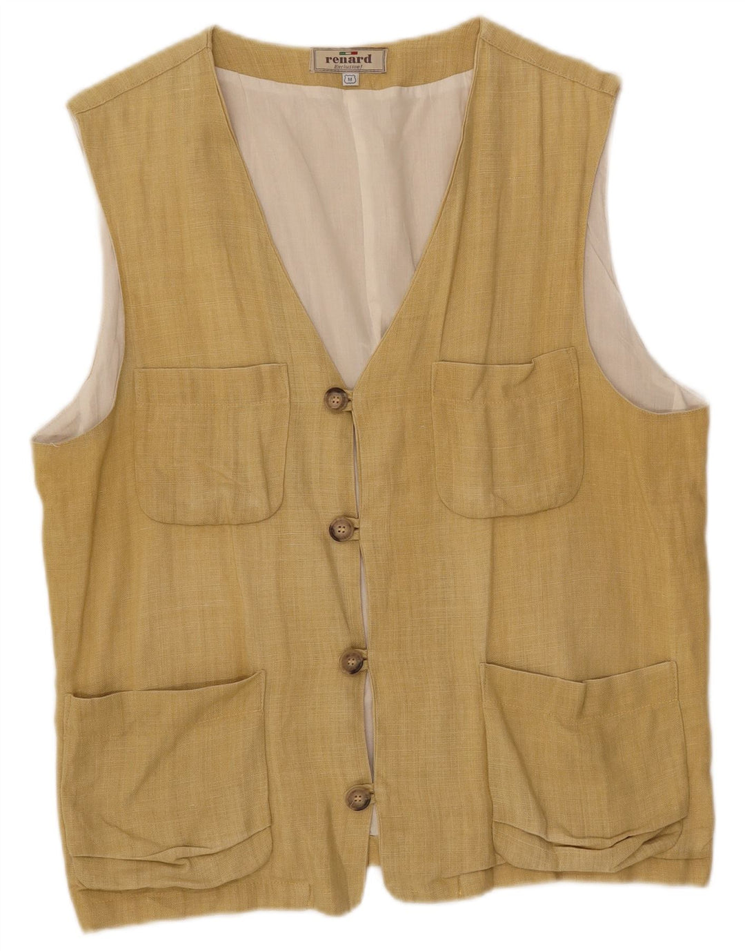 Renard Mens Utility Gilet UK 38 Medium Beige Cotton