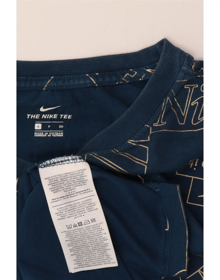 Ανδρικό γραφικό μπλουζάκι Nike, μικρό βαμβακερό μπλε ναυτικό
