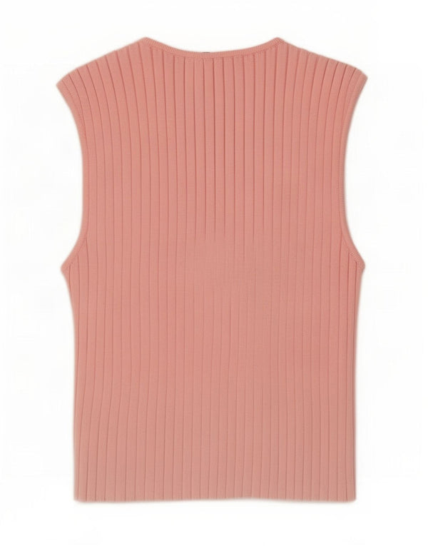 Zara Γυναικείο γιλέκο Crop Top UK 12 Medium Pink Polyester