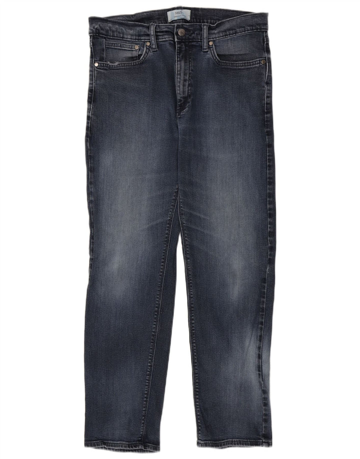 Ανδρικό τζιν ίσιο Marks & Spencer W34 L31 Navy Blue Cotton