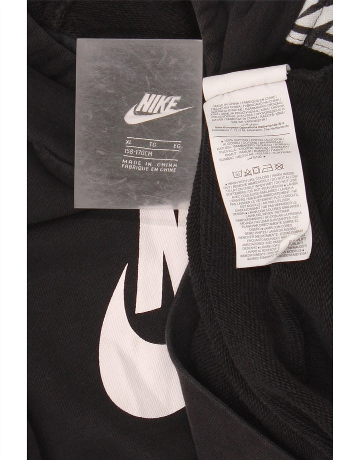 NIKE Boys Graphic Hoodie Jumper 13-14 Years XL Μαύρο βαμβακερό