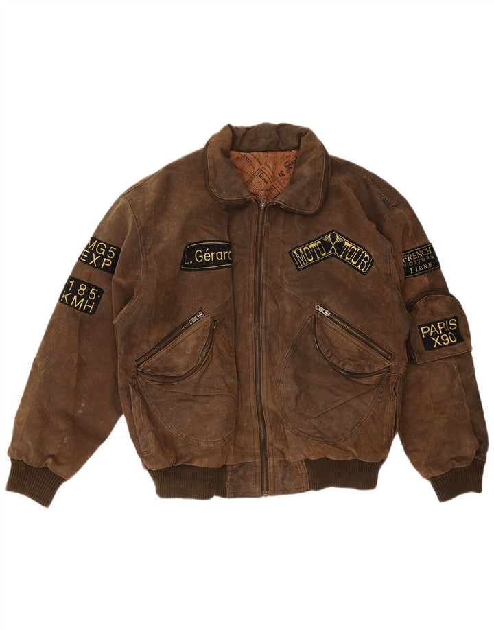 Vintage Ανδρικό γραφικό Flight Aviator Jacket UK 38 Medium Brown
