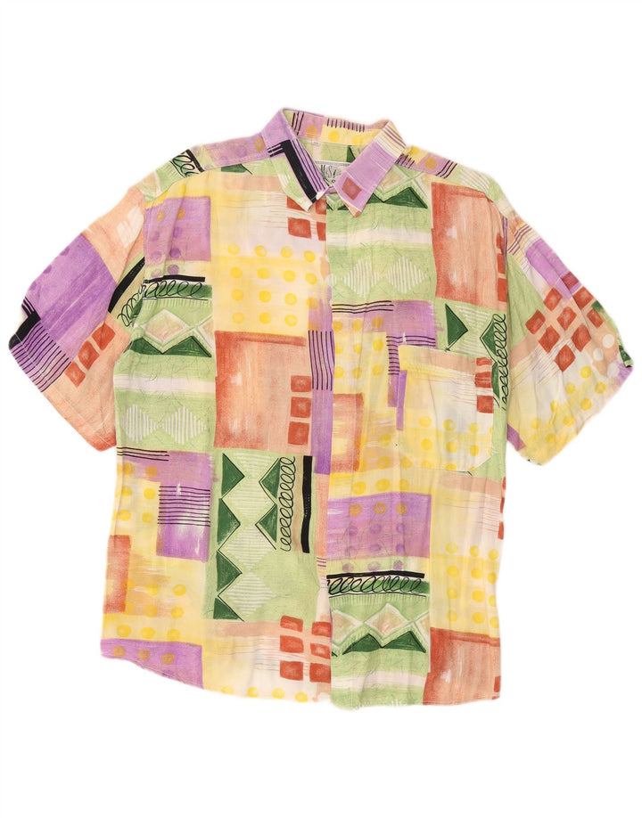 Ανδρικό κοντομάνικο πουκάμισο VINTAGE Μεσαίο πολύχρωμο συνονθύλευμα