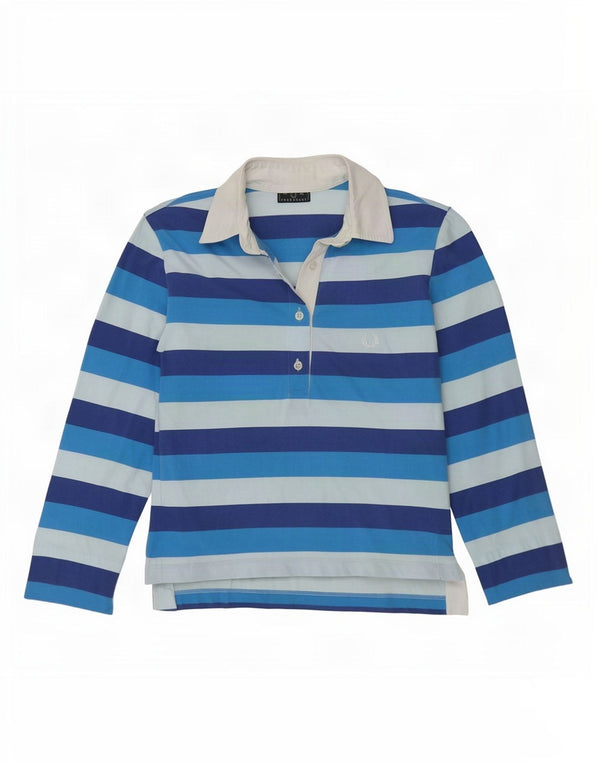Fred Perry γυναικείο μακρυμάνικο μπλουζάκι ράγκμπι πόλο UK 12 μεσαίο μπλε ριγέ